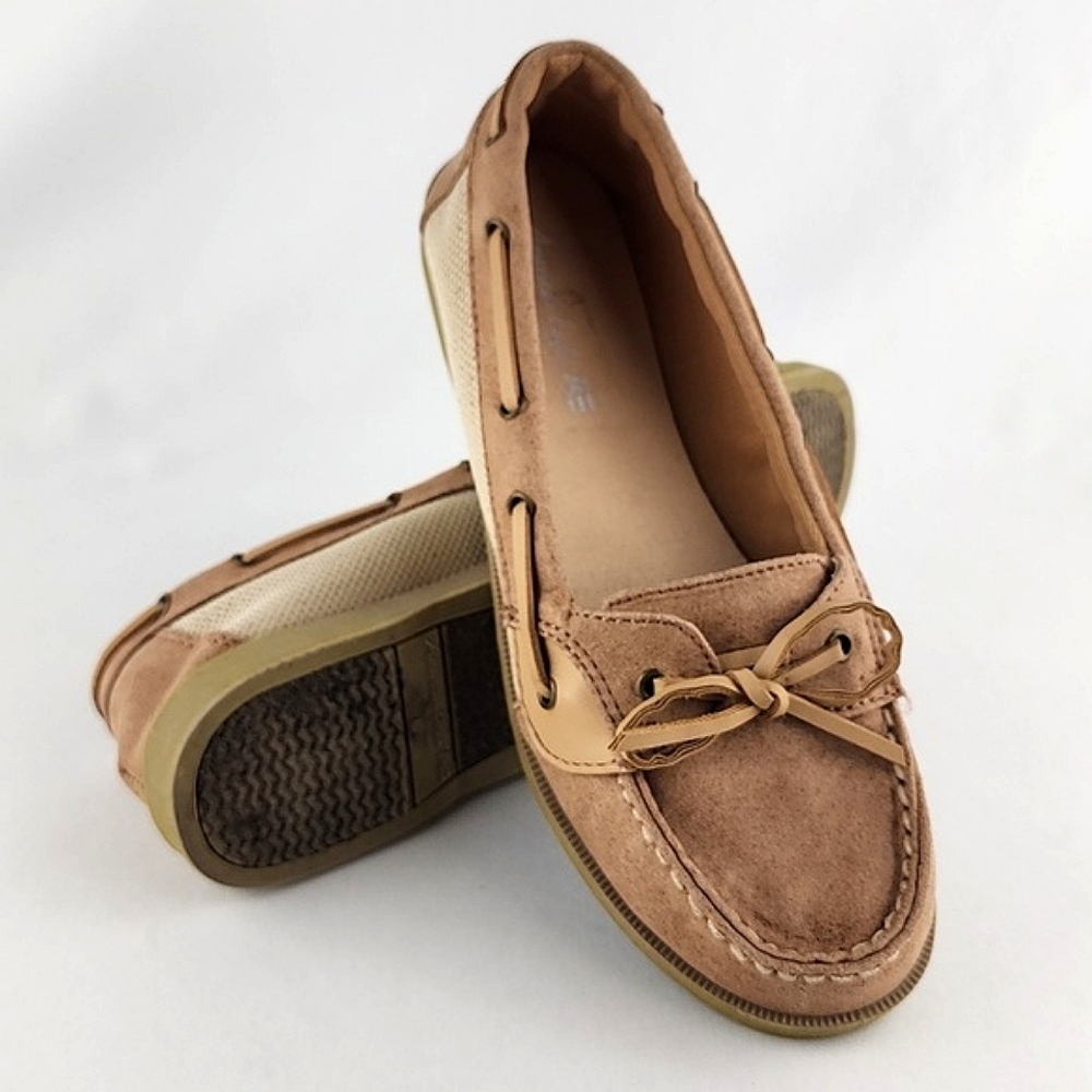 American Eagle Women's Loafer Boat Shoe Tan Textile Faux Suede Size 5.5 - Picture 16 of 16